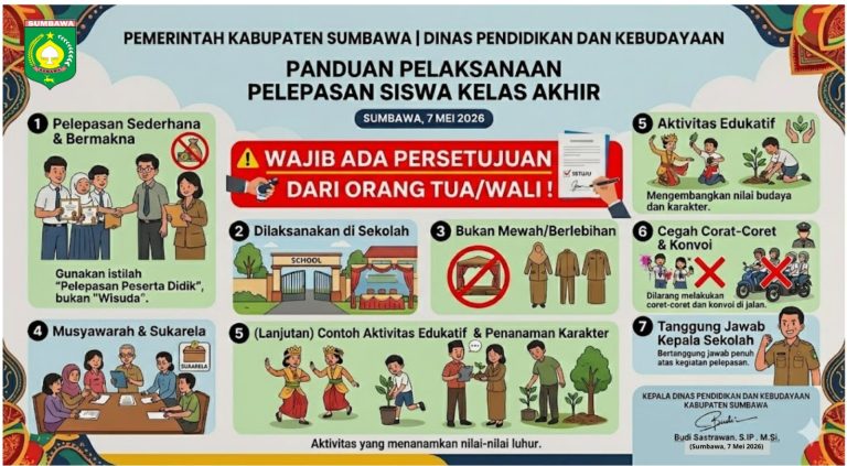 Dikbud Kabupaten Sumbawa Arahkan Pelepasan Peserta Didik 2026 di Sumbawa Berlangsung Sederhana dan Edukatif